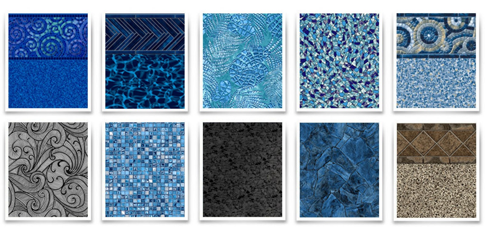 Swatches of Loop-Loc pool liner patterns